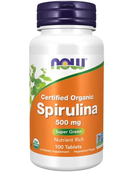NOW Certified Organic Spirulina 500 mg 100 tabletta
