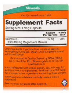 NOW Magnesium Malate Caps 180 kapszula 2