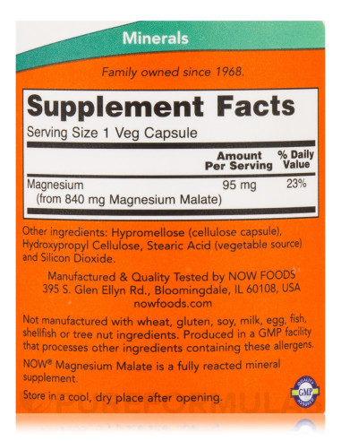 NOW Magnesium Malate Caps