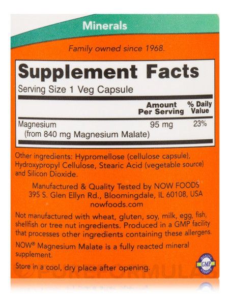 NOW Magnesium Malate Caps