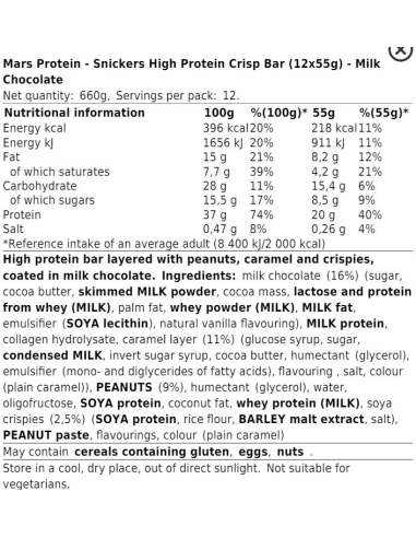 Snickers HI-Protein Crisp Bar