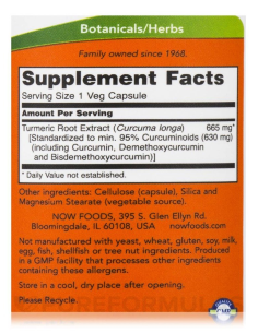 NOW Turmeric Curcumin 60 vegan 2