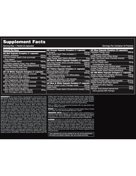 Universal Nutrition Animal Cuts facts