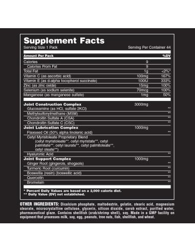 Universal Nutrition Animal Flex 44 tasak supplement facts Universal Nutrition Animal Flex 44 tasak supplement facts