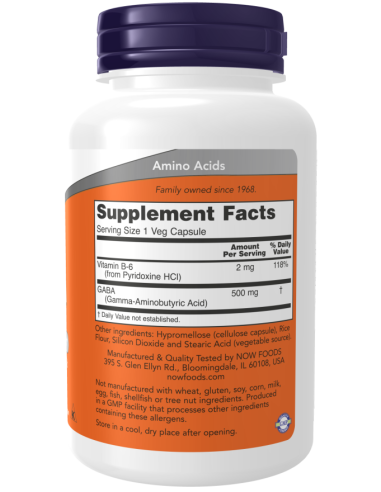 NOW GABA 500 mg facts