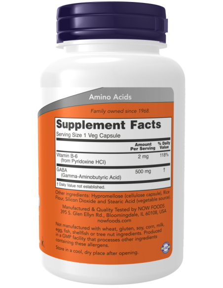 NOW GABA 500 mg facts