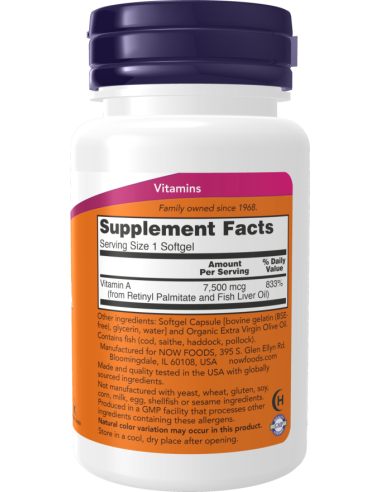 NOW Vitamin A 25000IU 100 lágyzselé kapszula