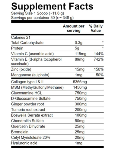 Universal Nutrition Animal Flex por összetétele