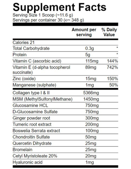 Universal Nutrition Animal Flex por összetétele