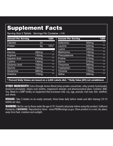 Universal Nutrition Amino 2700 supplement facts
