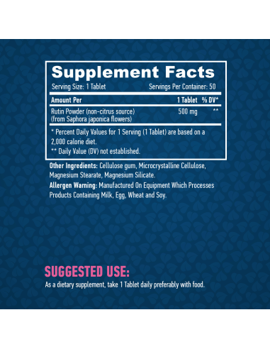 Haya Labs Rutin 500 mg 50 tabletta facts