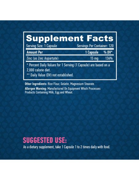Chelated Zinc 15 mg facts