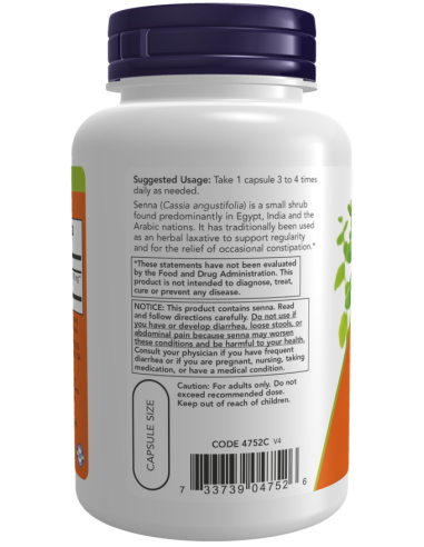 NOW Senna Leaves 470 mg 100 kapszula