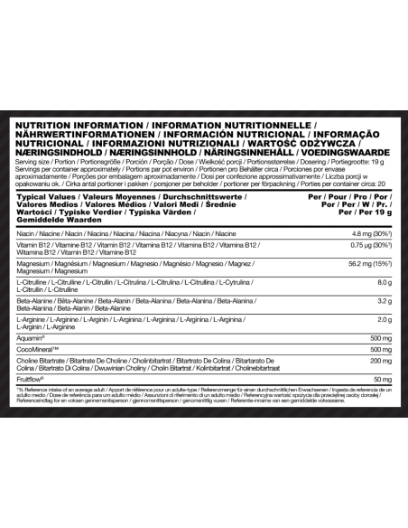 Optimum Nutrition Platinum Pump Pre-Workout 380 g facts Optimum Nutrition Platinum Pump Pre-Workout 380 g facts