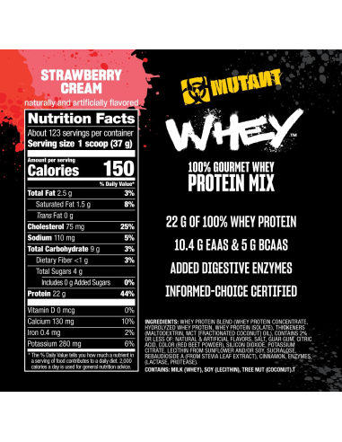 Mutant Whey 4540g supplement facts