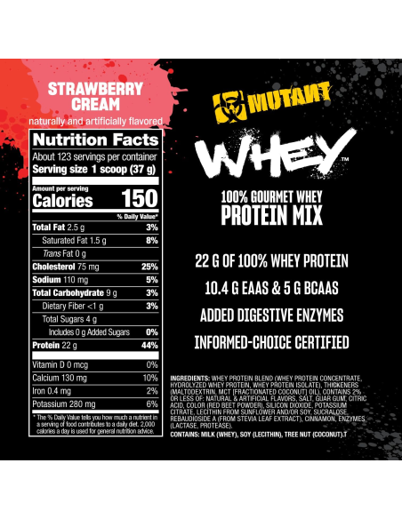 Mutant Whey 4540g supplement facts