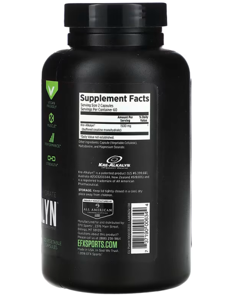 EFX Kre-Alkalyn 120 vegan-friendly capsules