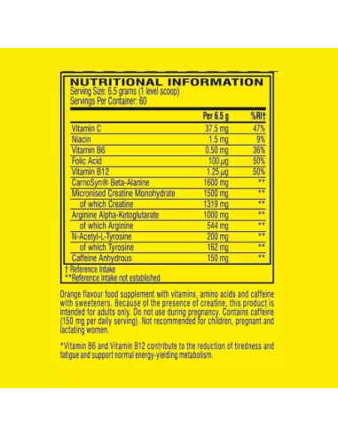Cellucor C4 edzés előtti Original 390g 60 adag összetétele