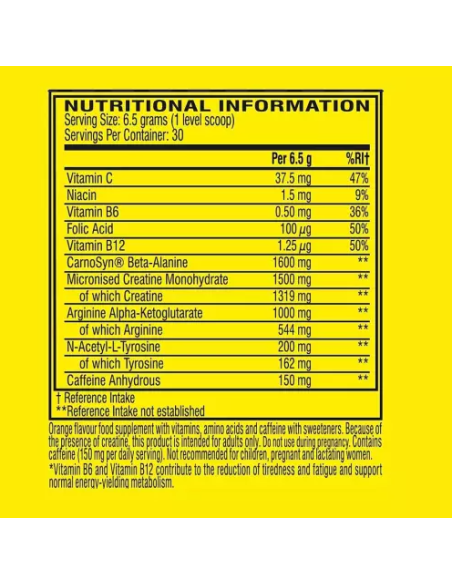 Cellucor C4 edzés előtti Original 390g 30 adag összetétele