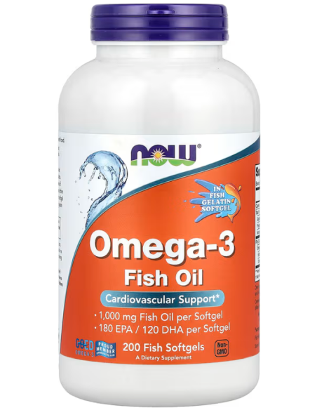 NOW Omega-3 In Fish Gelatine Softgel 200 hal gélkapszula