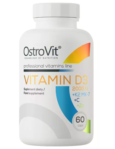 OstroVit Vitamin D3 2000 IU + K2 MK-7 + C + Zinc 60 kapszula