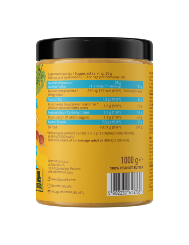 OstroVit 100% Peanut Butter 1000 g smooth
