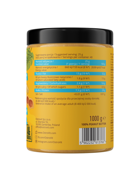 OstroVit 100% Peanut Butter 1000 g smooth