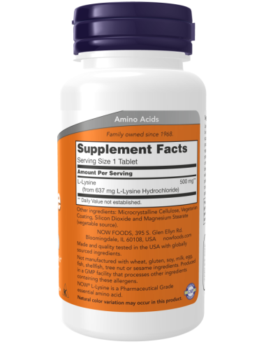 NOW L-Lysine 500 mg 100 tabletta