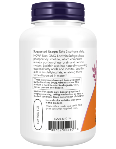 NOW Lecithin Non - GMO 1200 mg 200 gélkapszula