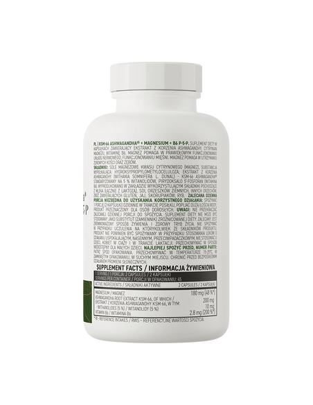 OstroVit KSM-66 Ashwagandha + Magnesium + B6 P-5-P 90 kapszula