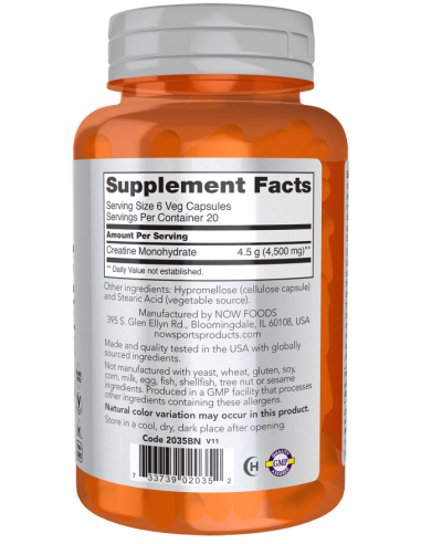 NOW Creatine Monohydrate 750 mg 240 kapszula