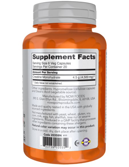NOW Creatine Monohydrate 750 mg 240 kapszula
