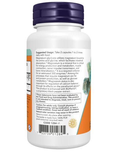 NOW Magnesium Glycinate with BioPerine 60