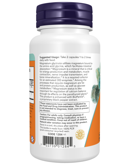 NOW Magnesium Glycinate with BioPerine 60