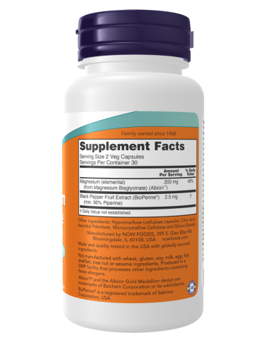 NOW Magnesium Glycinate with BioPerine 60