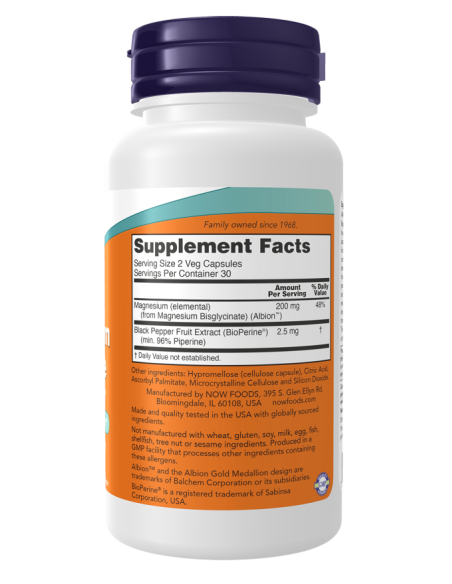 NOW Magnesium Glycinate with BioPerine 60