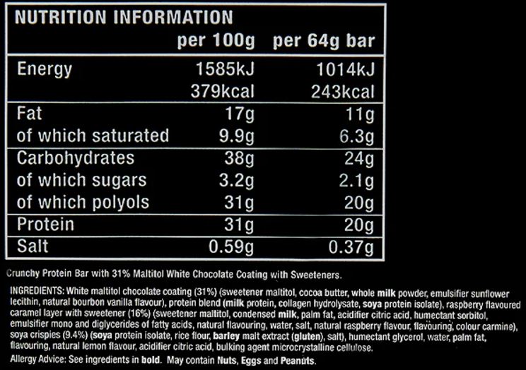 Warrior Crunch Bar facts