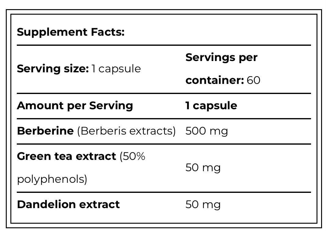 Amix AmixPro Berberine HCL with Green Tea & Dandelion