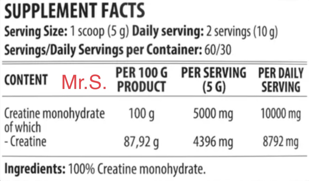 Dorian Yates Nutrition Creatine Monohydrate fatcs
