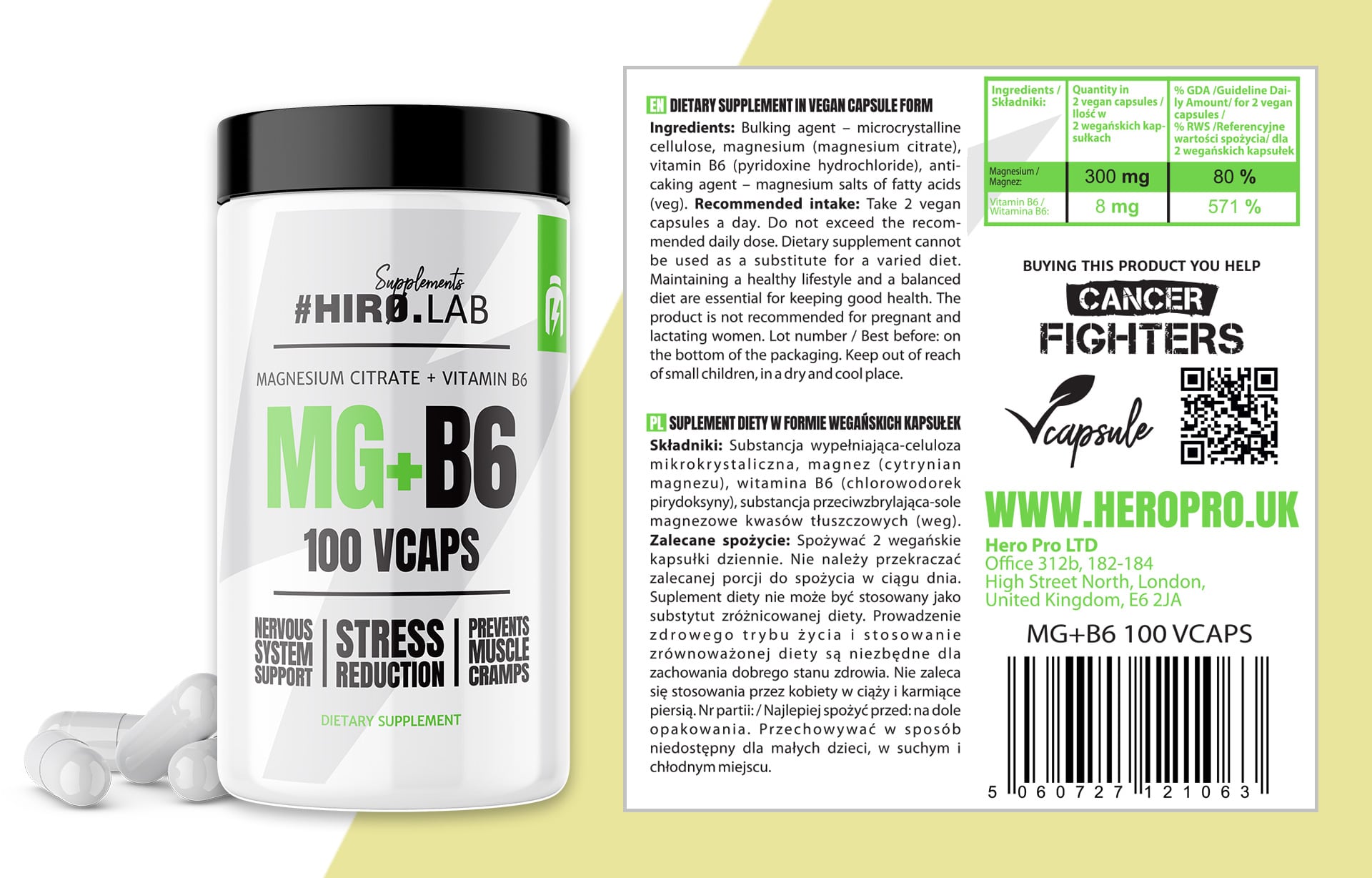 Hiro.Lab Supplements Magnesium Citrate + Vitamin B6 100