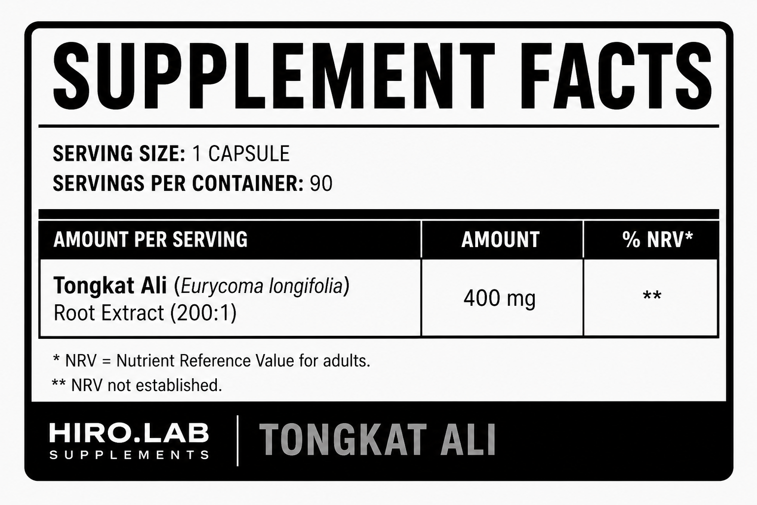 Hiro.Lab Supplements Tongkat Ali