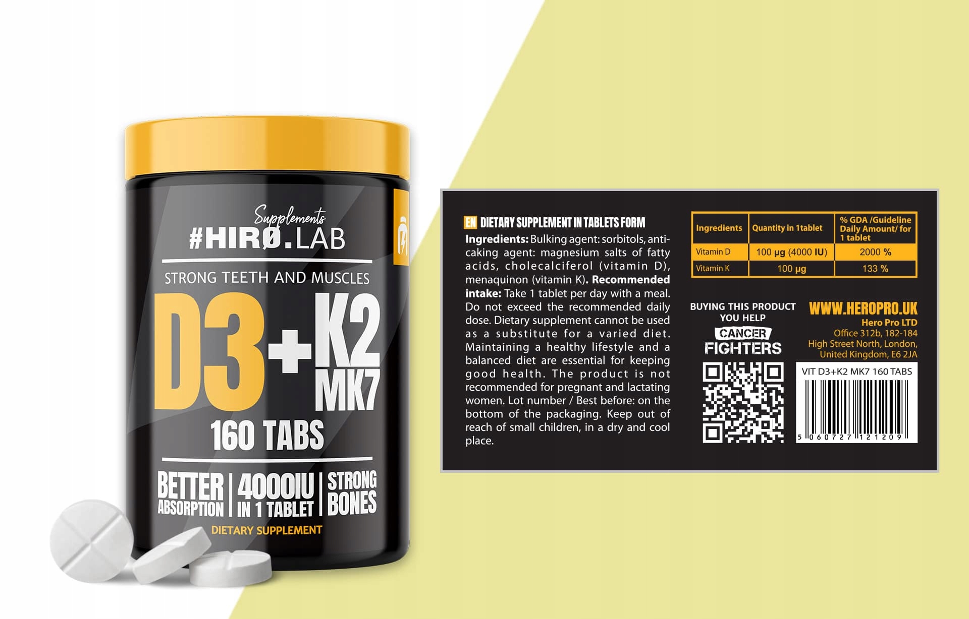 Hiro-Lab Supplements Vitamin D3 4000 IU + K2 MK7 160