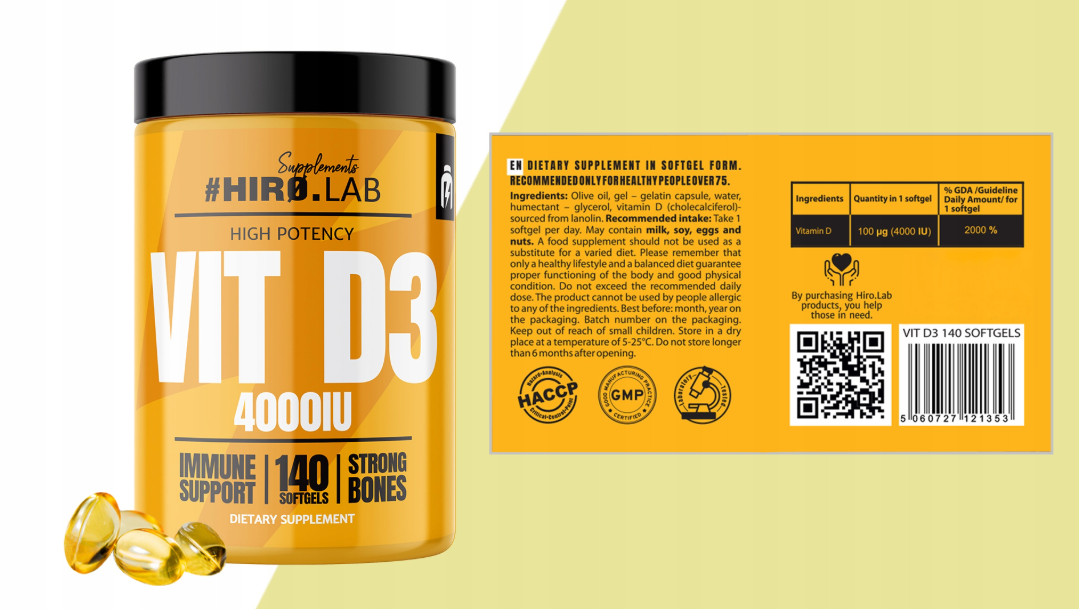 Hiro.Lab Supplements Vitamin D3 4000 IU