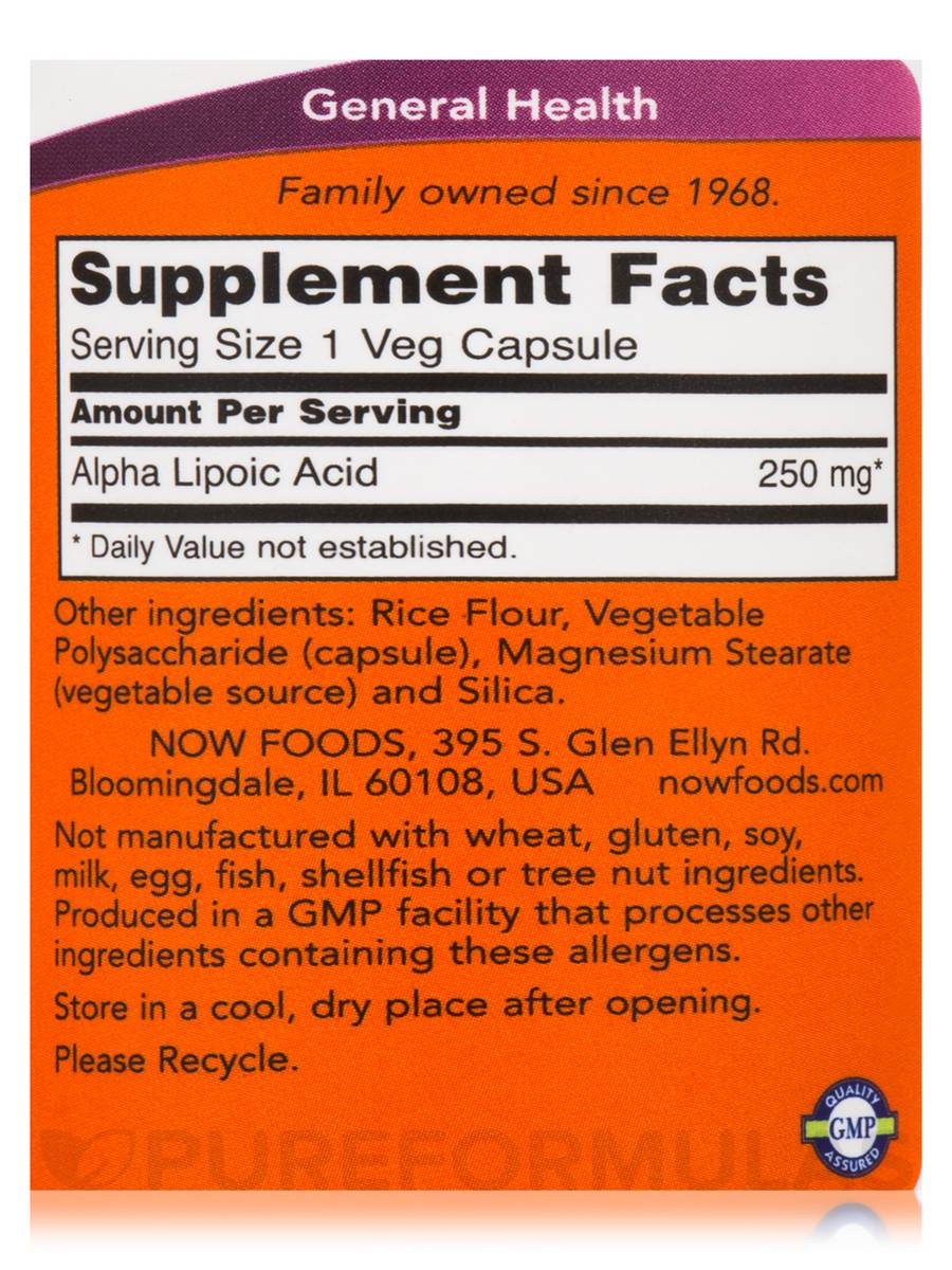 NOW Alpha Lipoic Acid 250 mg