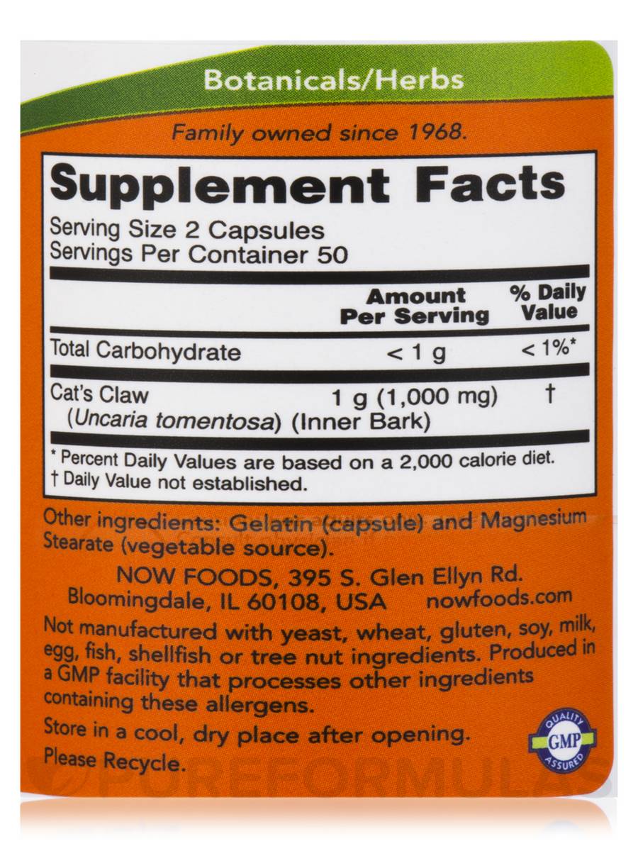NOW Cat's Claw 500 mg
