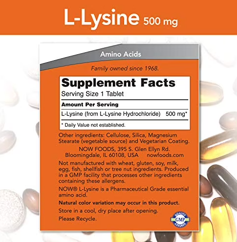 NOW L-Lysine 500 mg 100 tabletta