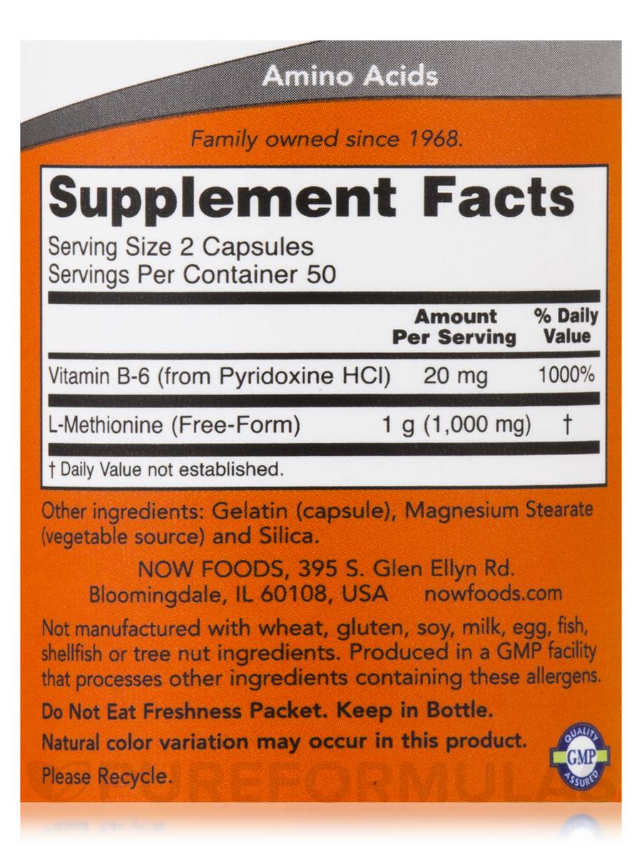 NOW L-Methionine 500 mg