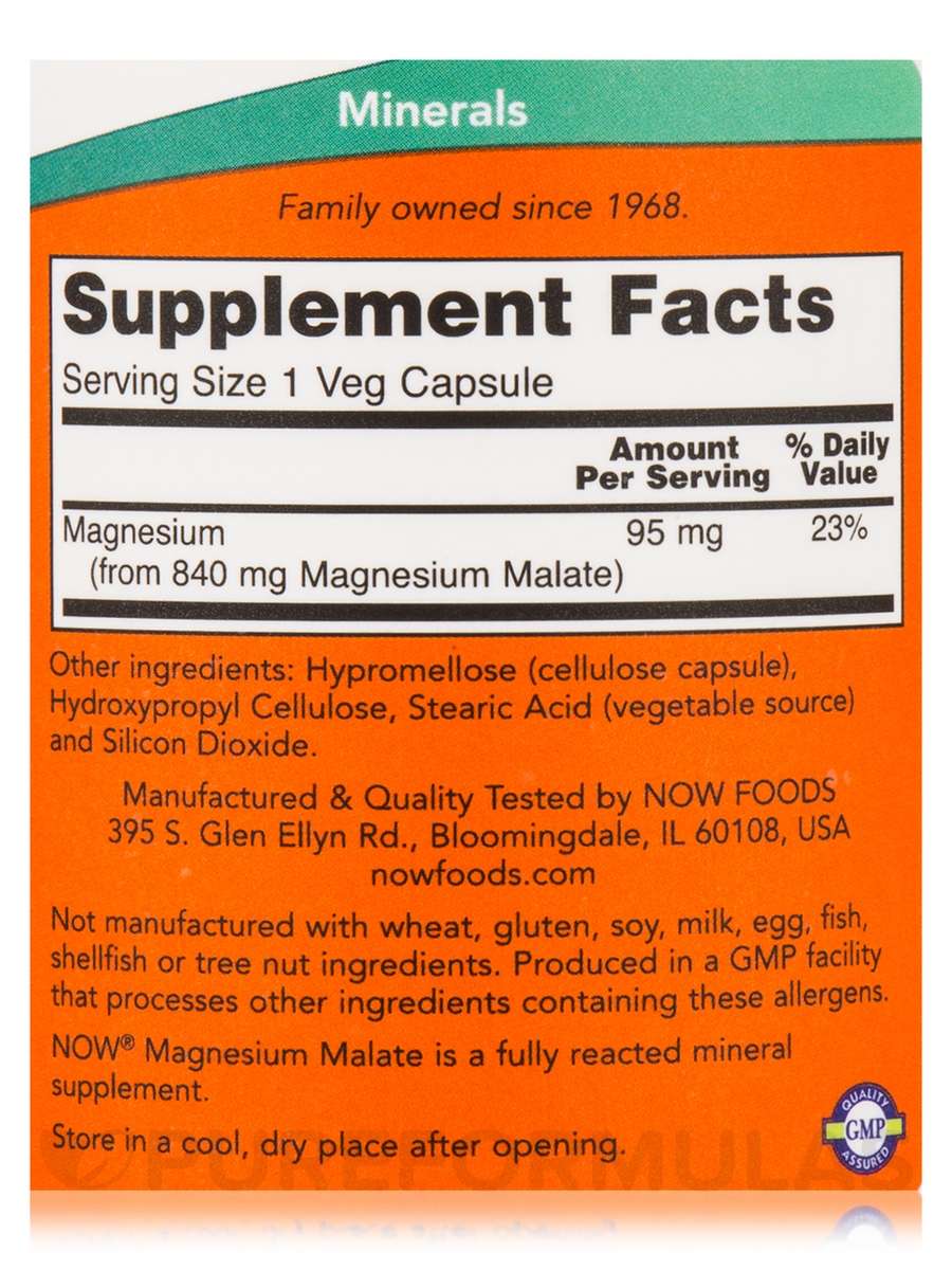 NOW Magnesium Malate Caps