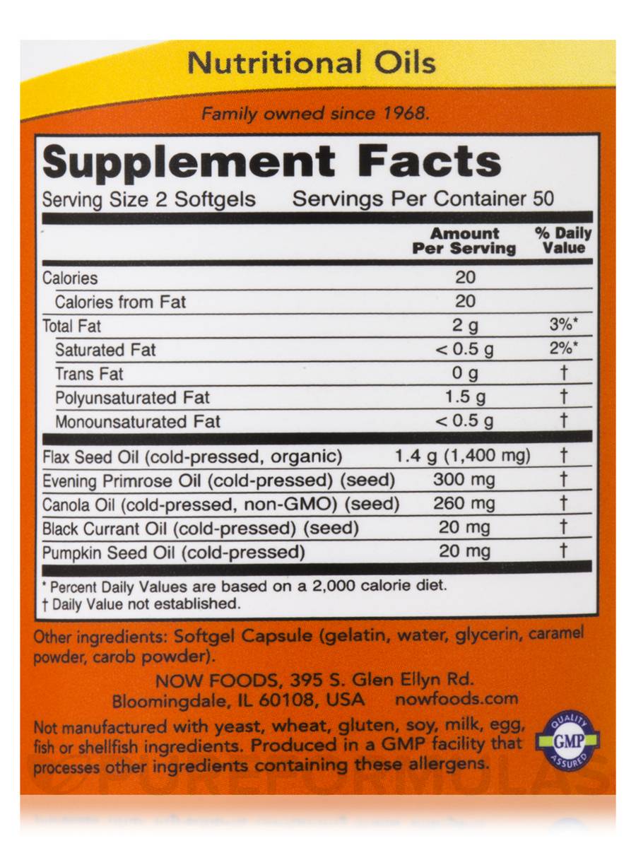 NOW Omega 3-6-9 1000mg facts