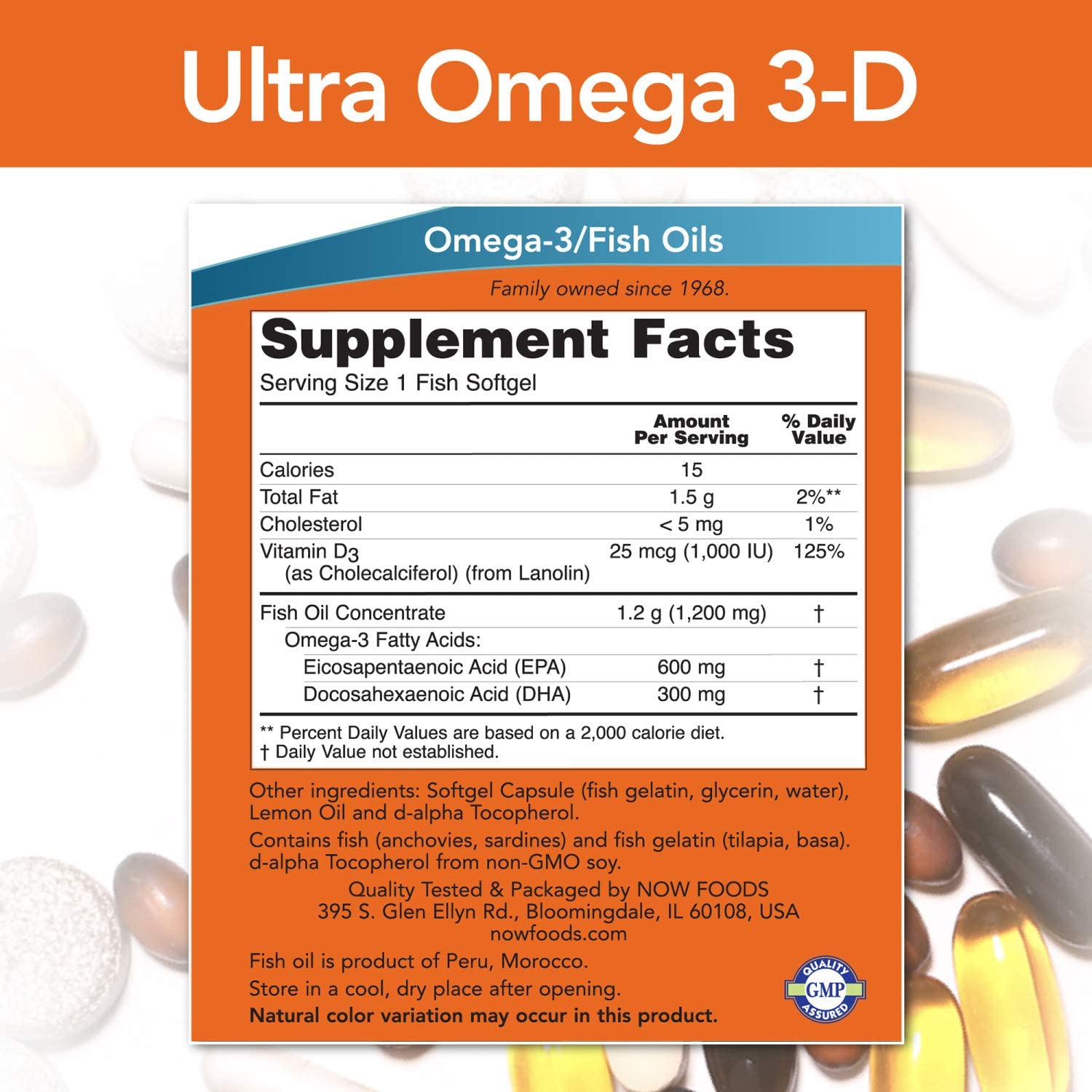 NOW Ultra Omega 3-D Omega-3 Fish Oil + Vitamin D-3